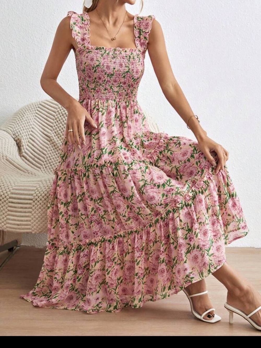 SHEIN Pink Floral Print Dress